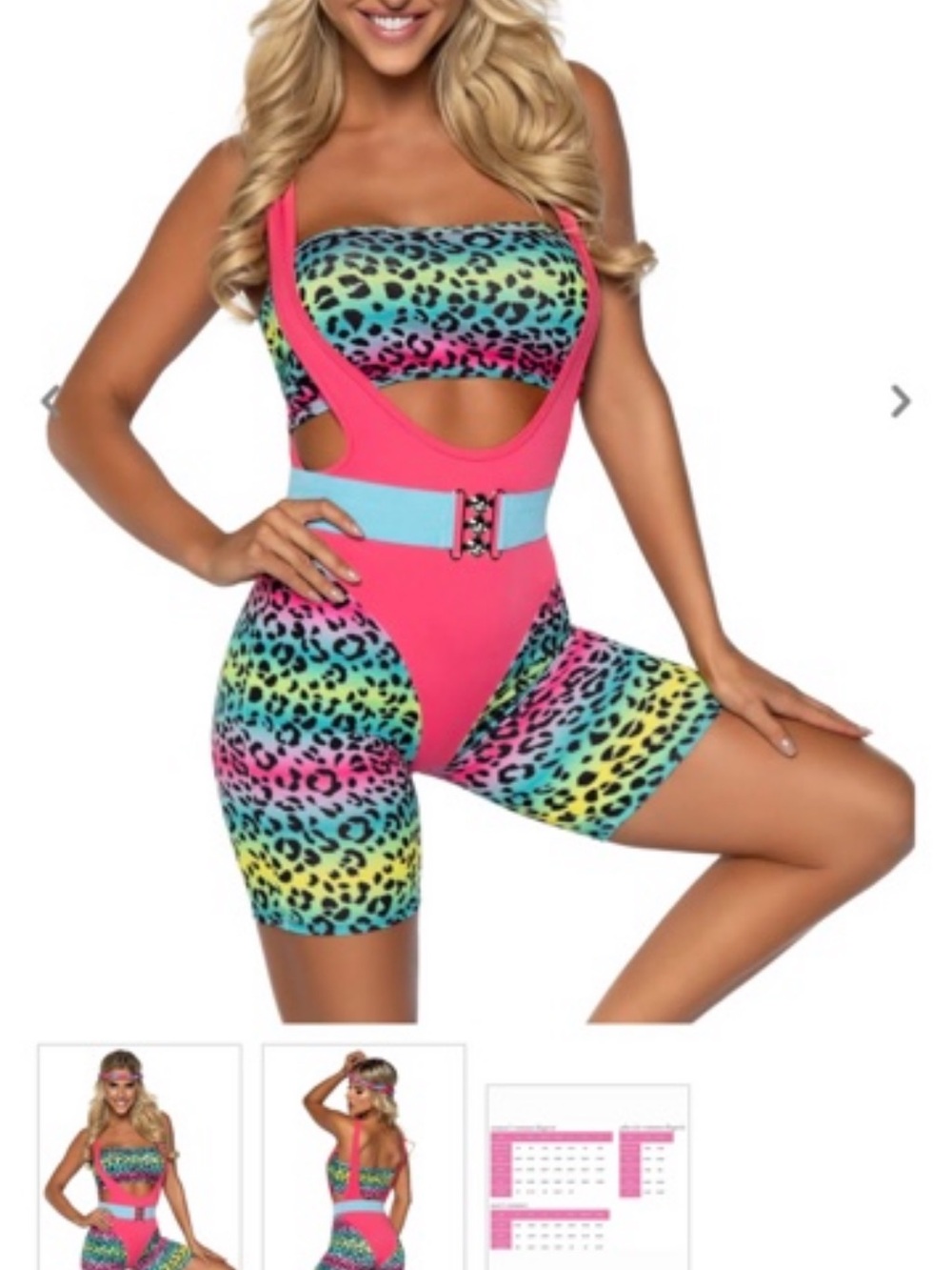 Leg Avenue Hot Pink Multicolor Leopard Print Women’s Cutout Bodysuit